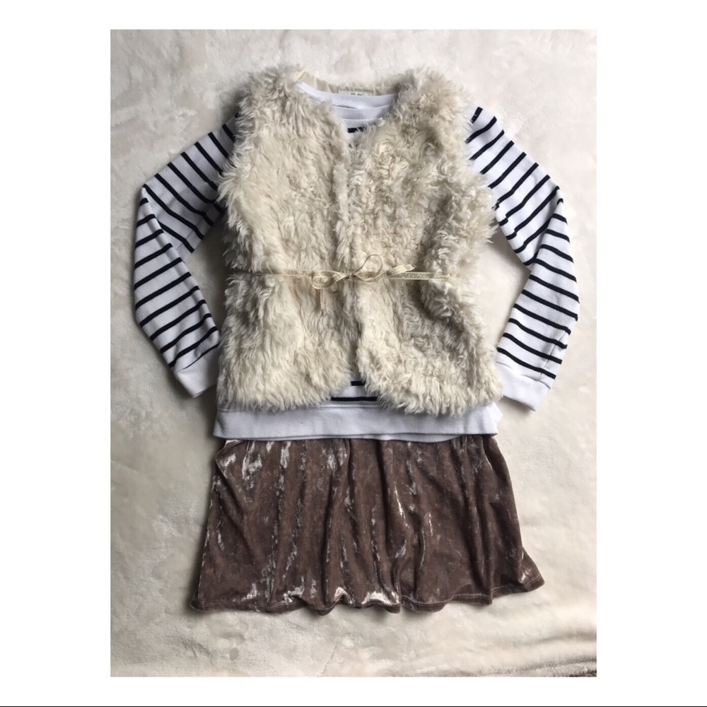 Oshkosh Faux Fur Vest with Tie Waist Belt